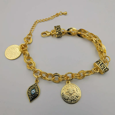 24K Gold Plated Coin Eye Bracelet - Offer Hunts