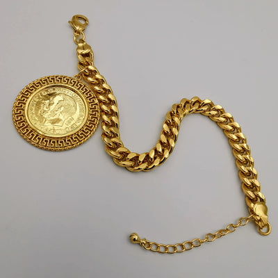 24K Gold Plated Coin Bracelet - Style 6 - Offer Hunts