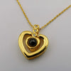 18K Yellow Gold Plated [I Love You in 100 Languages] Heart Lens Necklace - Offer Hunts