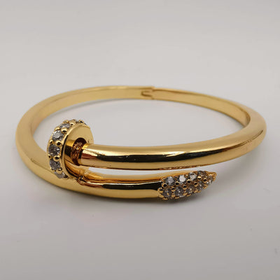 24K Gold Plated Stainless Steel Pin Bracelet [ 50mm Diameter] - Offer Hunts
