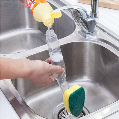 Dish Scrubber with Handle and Soap Dispenser Heavy Duty Dish Brush - Offer Hunts