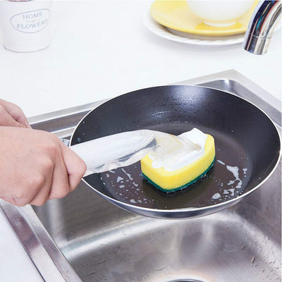 Dish Scrubber with Handle and Soap Dispenser Heavy Duty Dish Brush - Offer Hunts