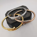 24K Gold Plated Stainless Steel Pin Bracelet Set [3 Pieces] - Adjustable Size - Offer Hunts