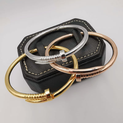24K Gold Plated Stainless Steel Pin Bracelet Set [3 Pieces] - Adjustable Size - Offer Hunts