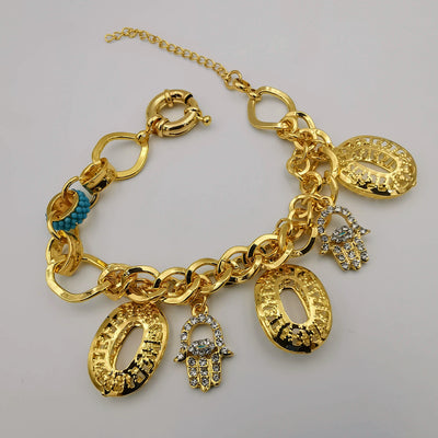 24K Gold Plated Crystal Hand of God Chain Bracelet - Offer Hunts