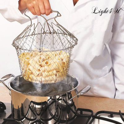 Chef Basket - Foldable Steam Rinse Strain Fry Basket - Offer Hunts