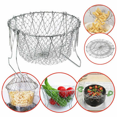 Chef Basket - Foldable Steam Rinse Strain Fry Basket - Offer Hunts