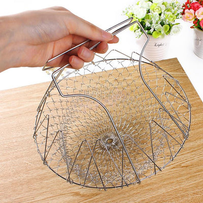 Chef Basket - Foldable Steam Rinse Strain Fry Basket - Offer Hunts