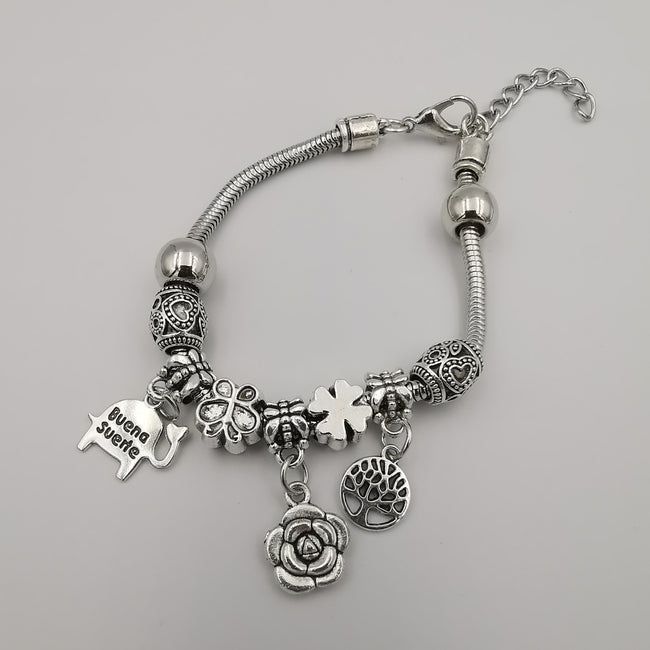 Pand0ra Clone Charm Bracelet [Elephant + Flower + Tree] - Offer Hunts