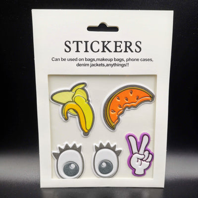 Eyes Banana Melon Patches (5 Stickers) DIY For Bags, Laptops, Clothing and any Material - Offer Hunts