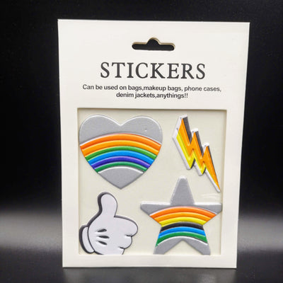 Heart Stars Thunder Patches (4 Stickers) DIY For Bags, Laptops, Clothing and any Material - Offer Hunts