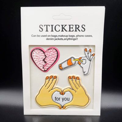 Heart Shaped Girly Patches (3 Stickers) DIY For Bags, Laptops, Clothing and any Material - Offer Hunts