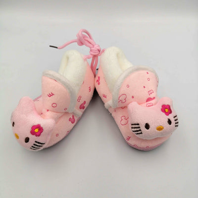 Cute Kitty Shoes for 6-12 Months Baby Boys and Girls - Fluffy Foam Anti Slip (Pink/Blue/Brown) - Offer Hunts