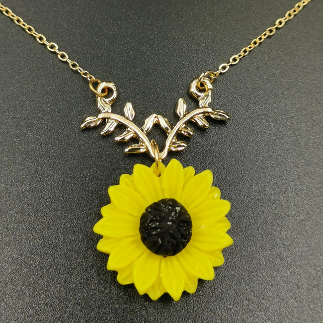 Sunflower Necklace - Rose Gold (Yellow Flower) - Offer Hunts