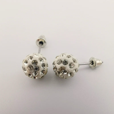 White Pava Stone Crystal Earrings Stud - Offer Hunts