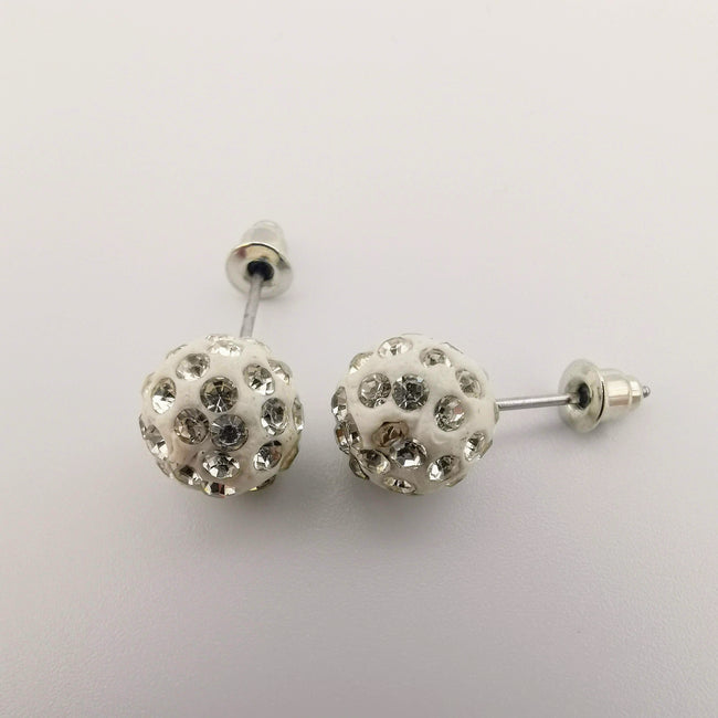 White Pava Stone Crystal Earrings Stud - Offer Hunts