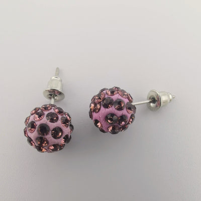 Purple Pava Stone Crystal Earrings Stud - Offer Hunts