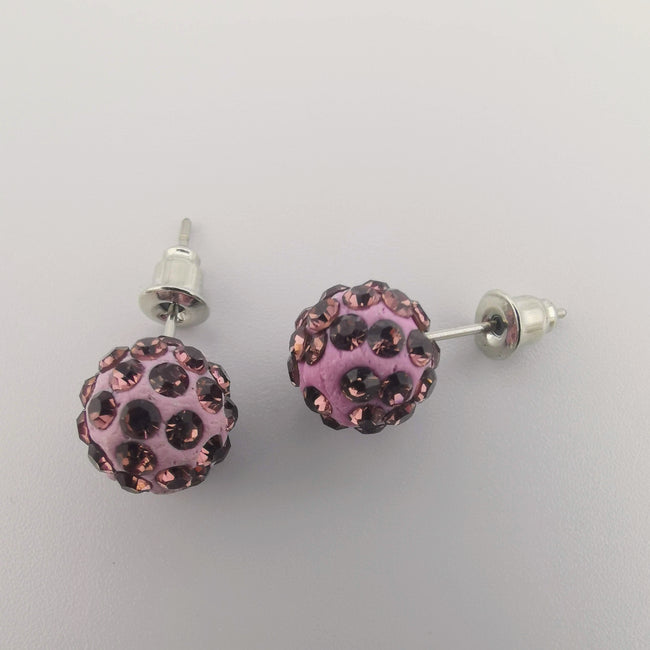 Purple Pava Stone Crystal Earrings Stud - Offer Hunts