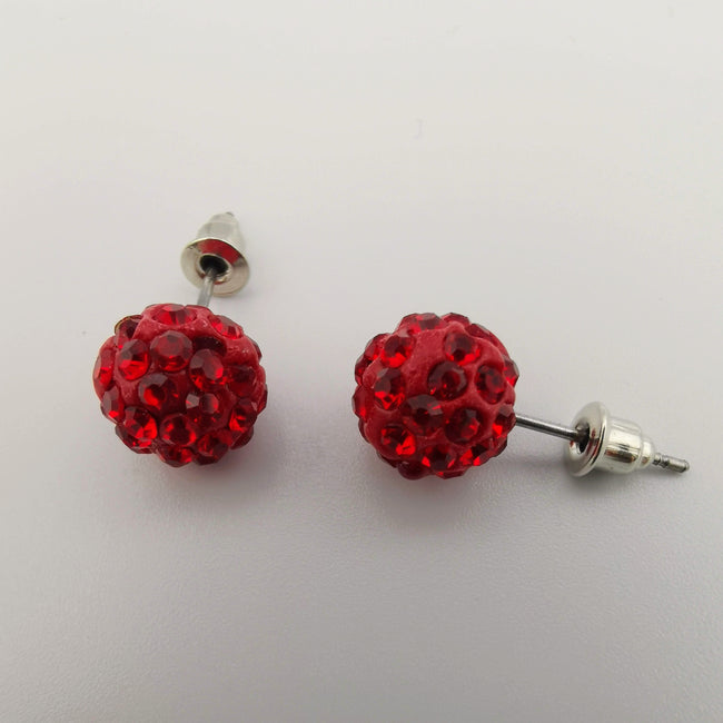 Red Pava Stone Crystal Earrings Stud - Offer Hunts