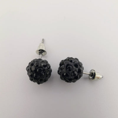 Black Pava Stone Crystal Earrings Stud - Offer Hunts