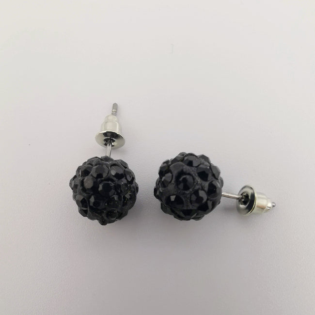Black Pava Stone Crystal Earrings Stud - Offer Hunts