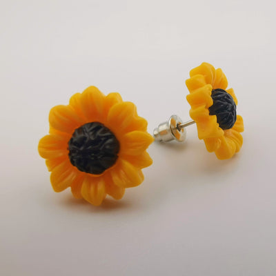Orange Sunflower Earrings Stud - Offer Hunts