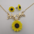 Sunflower Pearl Necklace and Earrings Set - Multiple Colors - Offer Hunts