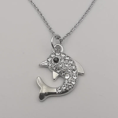 Dolphin Necklace with CZ Crystals - Offer Hunts