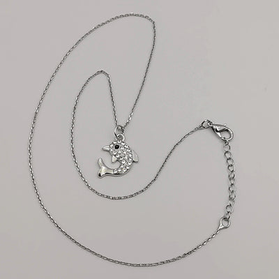Dolphin Necklace with CZ Crystals - Offer Hunts
