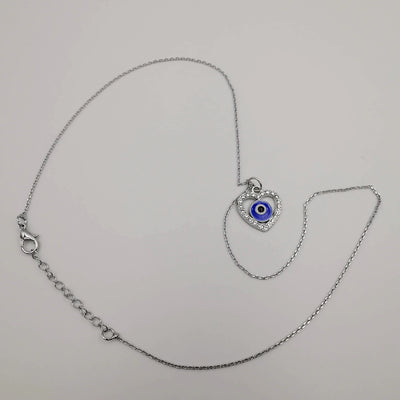 Heart Evil Protection Necklace with CZ Crystals - Offer Hunts