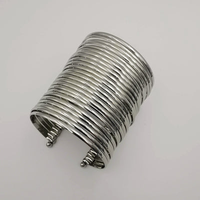 Multi Strand Cuff Bracelet Bangle - Adjustable Size - SILVER - Offer Hunts