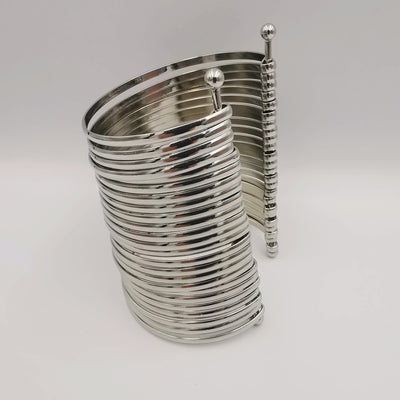 Multi Strand Cuff Bracelet Bangle - Adjustable Size - SILVER - Offer Hunts
