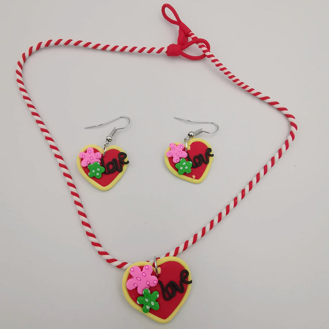 Love Heart Necklace and Earrings Set - Offer Hunts