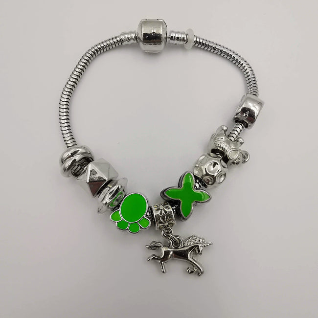 Green Petal Charm Bracelet - Pand0ra Like - Offer Hunts