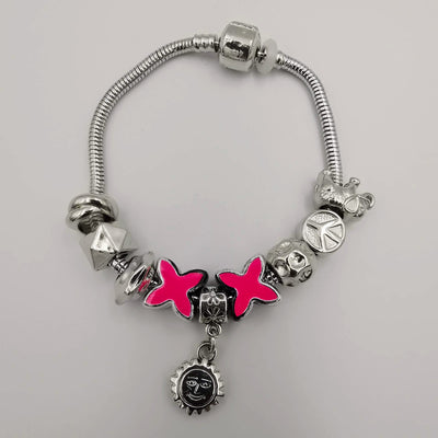 Pink Petal Charm Bracelet - Pand0ra Like - Offer Hunts
