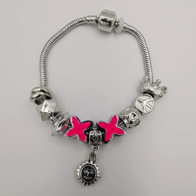 Pink Petal Charm Bracelet - Pand0ra Like - Offer Hunts