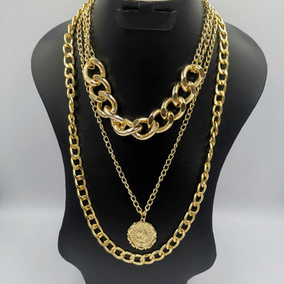 Multi Layer Golden Chain with Coin Pendant - Offer Hunts
