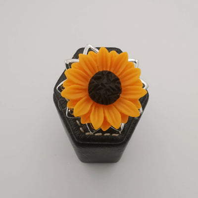 Sunflower Ring - Adjustable Size - Orange/Yellow and Silver/Gold Variations - Offer Hunts