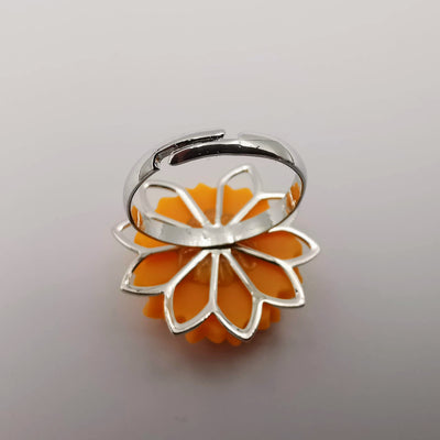 Sunflower Ring - Adjustable Size - Orange/Yellow and Silver/Gold Variations - Offer Hunts
