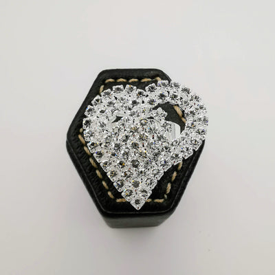 Heart Crystal Ring - Silver Adjustable Size - Offer Hunts