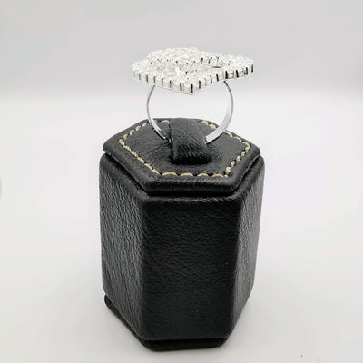 Heart Crystal Ring - Silver Adjustable Size - Offer Hunts