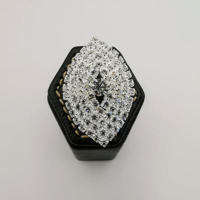 Oval Crystal Ring - Silver Adjustable Size - Offer Hunts