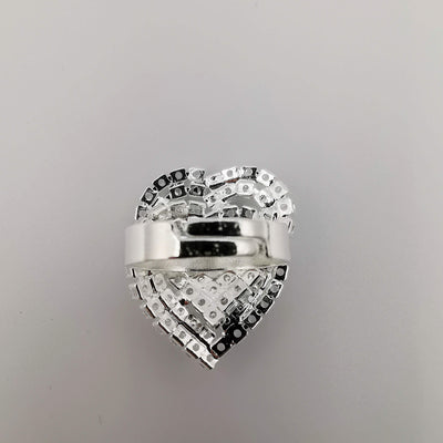 Double Heart Crystal Ring - Silver Adjustable Size - Offer Hunts