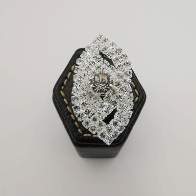 Double Oval Crystal Ring - Silver Adjustable Size - Offer Hunts