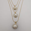 Triple Pearl Multi Layer Necklace - Golden - Offer Hunts