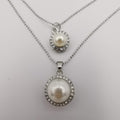 Double Pearl Multi Layer Necklace - Silver - Offer Hunts