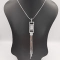 Rectangular Bling Silver Necklace - CZ Crystals - Offer Hunts