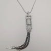 Rectangular Bling Silver Necklace - CZ Crystals - Offer Hunts