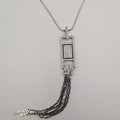Rectangular Bling Silver Necklace - CZ Crystals - Offer Hunts