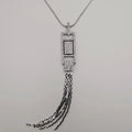Rectangular Bling Silver Necklace - CZ Crystals - Offer Hunts